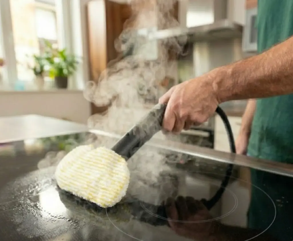 Dampfreiniger auf Herd